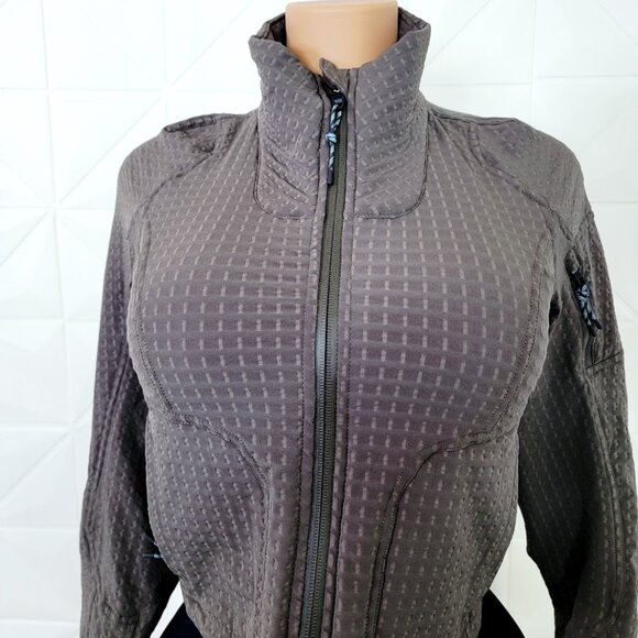 Lululemon Women's Carob Brown Water-Repellent Grid Fleece Hiking Jacket Size 4 - Picture 3 of 9